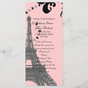 Rosa eiffelturm Vintage Paris Hochzeitsprogramme Programm