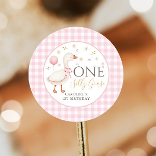 Rosa Ein Albernes Gänse 1. Geburtstag Sticker
