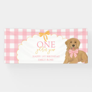 Rosa Ein Goldenes Jahr Retriever Welpe 1. Geburtst Banner