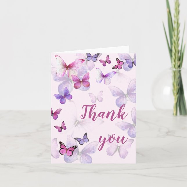 Rosa ein wenig Schmetterlingsschuh innen Einladung (Vorderseite)