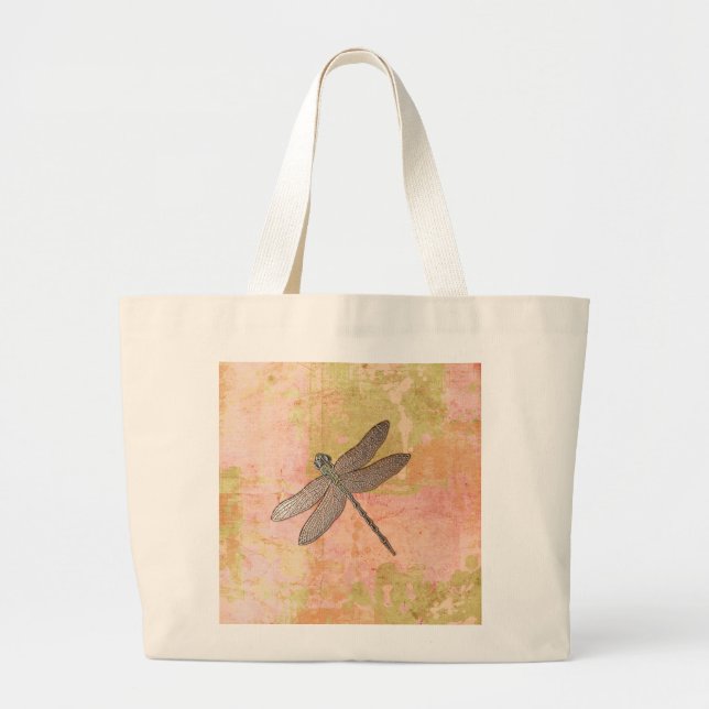 Rosa Eindrücke Dragonfly Jumbo Stoffbeutel (Vorne)