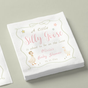 Rosa Eine Etwas Verrückte Gänse-Baby-Party Serviette