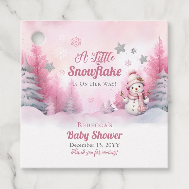 Rosa eine kleine Schneeflocke | Snow Girl Baby Dus Geschenkanhänger (Vorderseite)
