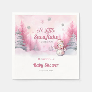 Rosa eine kleine Schneeflocke   Snow Girl Baby Dus Serviette