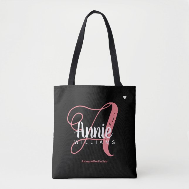 Rosa Eine Monogramm schwarz Tasche (Vorderseite)