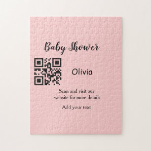 Rosa einfache Babydusche q r Code hinzufügen Name