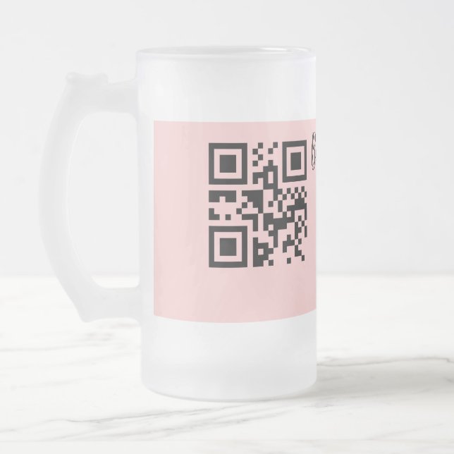 Rosa einfache Babydusche q r Code hinzufügen Name  Mattglas Bierglas (Links)