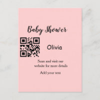 Rosa einfache Babydusche q r Code hinzufügen Name 