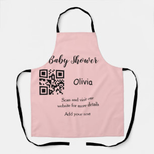 Rosa einfache Babydusche q r Code hinzufügen Name Schürze