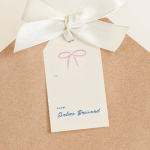 Rosa einfache Bow-Blank-Markierung Geschenkanhänger