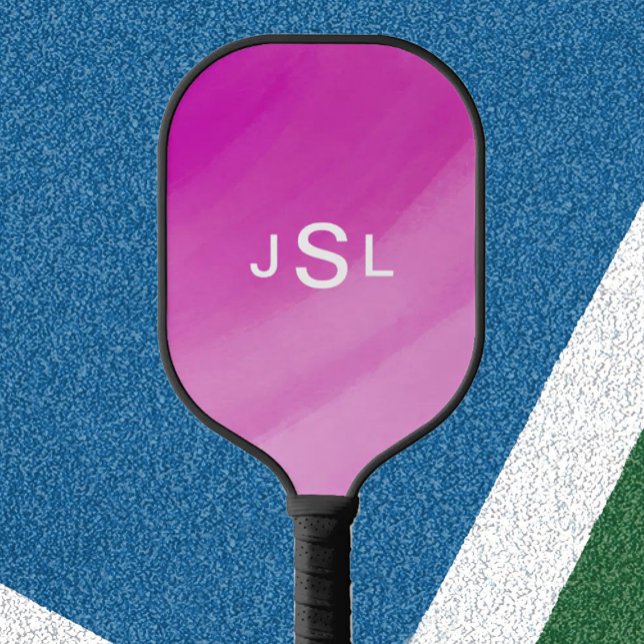 Rosa einfache Initialen niedliches Sportgeschenk f Pickleball Schläger (Von Creator hochgeladen)