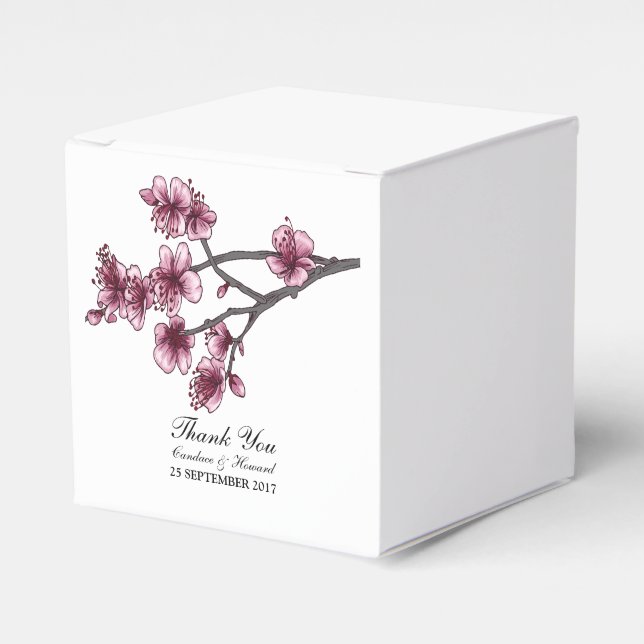 Rosa einfache Kirschblüten Gefälligkeitsboxen Geschenkschachtel (Vorderseite)