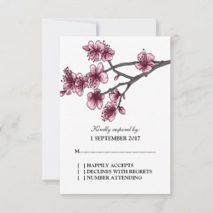 Rosa einfache Kirschblüten RSVP-Karte RSVP Karte