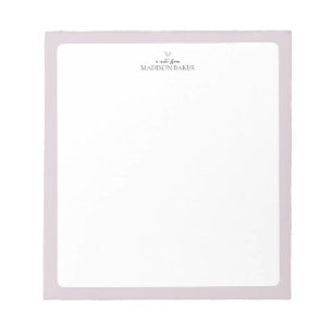 Rosa   Einfaches Herz Personalisiertes Notizbuch Notizblock