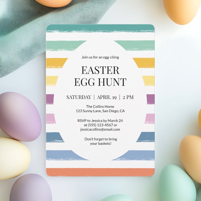 Rosa Einfaches Niedliches Ostereier Party Einladung (Pink Simple Colorful Cute Easter Egg Hunt Party Invitation)