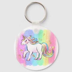 rosa Einhorn auf Regenbogen Hintergrund Hoodie Schlüsselanhänger