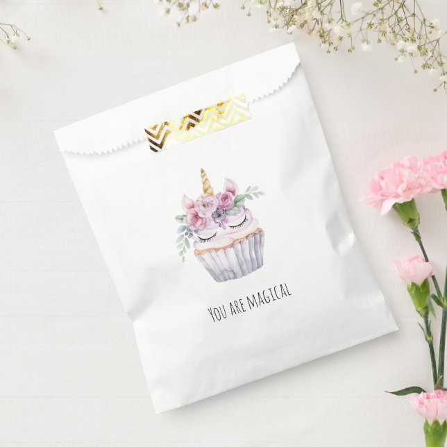 Rosa Einhorn Blumen Cupcake Geburtstag Geschenktütchen (Versiegelt)