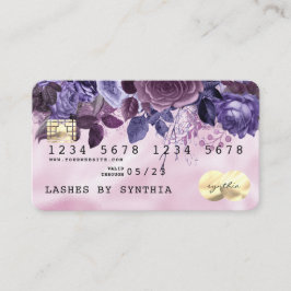 Rosa Einhorn Driving Credit Card Gold Floral Visitenkarte