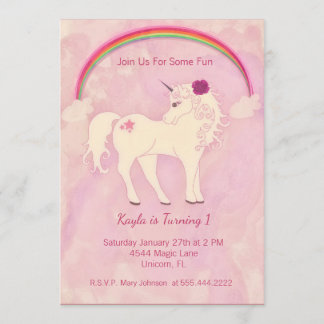 Rosa Einhorn-Geburtstags-Einladung Einladung