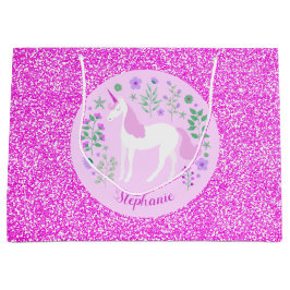 Rosa Einhorn Glitzer Personalisiert Große Geschenktüte