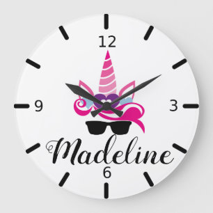 Rosa Einhorn Große Wanduhr