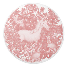 Rosa Einhorn-Kaninchenfox-Wald-Tapisserie Keramikknauf