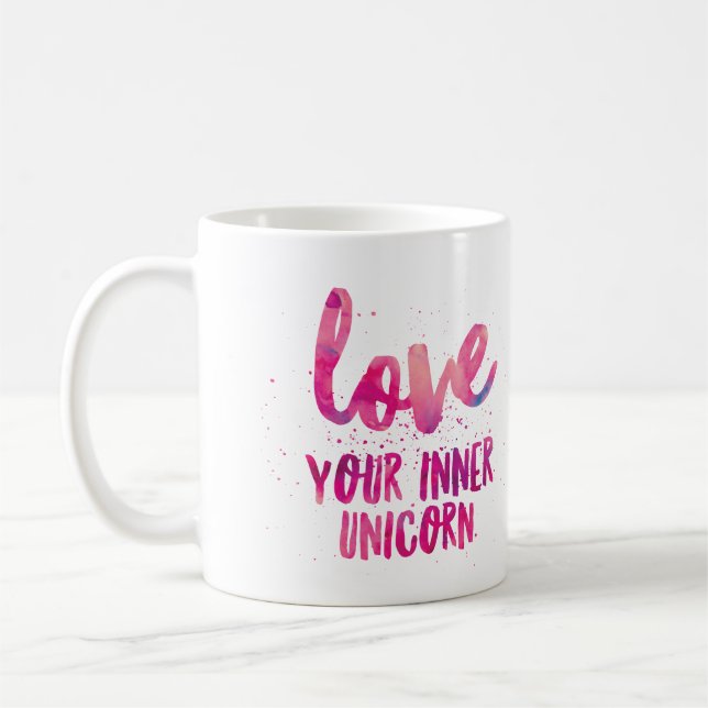 Rosa Einhorn "Liebe Ihr Inneres Einhorn" Tasse (Links)