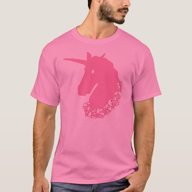 Rosa Einhorn mit den Schädeln T-Shirt (Vorderseite)