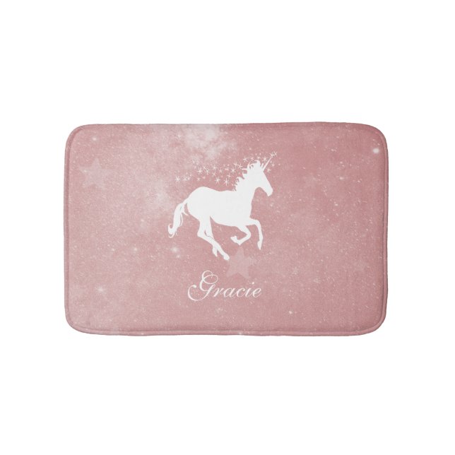 Rosa Einhorn Personalisiert Bath Mat Badematte (Vorderseite)