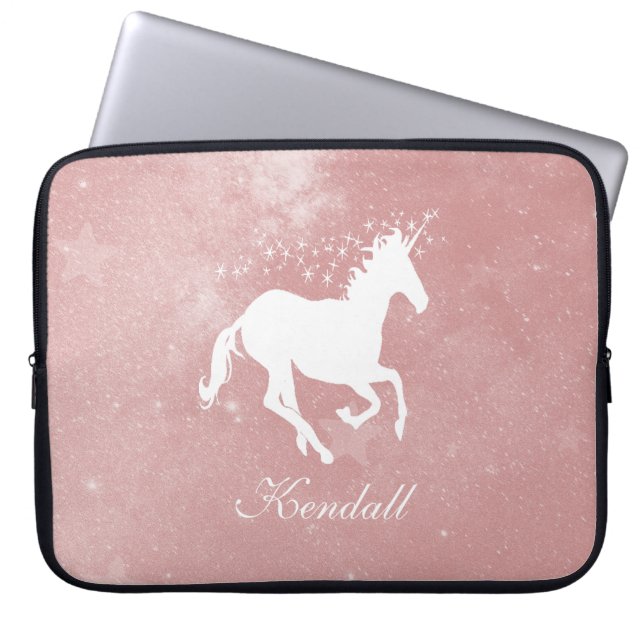 Rosa Einhorn Personalisierter Laptop-Sieb Laptopschutzhülle (Vorderseite)