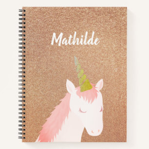 Rosa Einhorn Rose Gold Glitzer Notizbuch