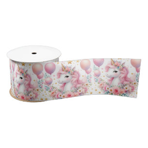 Rosa Einhorn Satinband