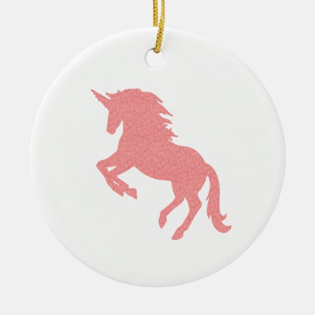 Rosa Einhorn Silhouette Keramik Keramik Ornament (Vorne)