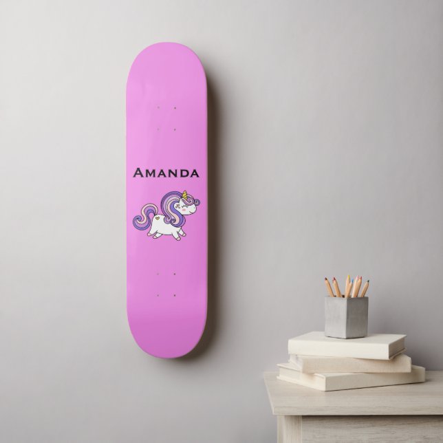 Rosa Einhorn Skateboard (Wandkunst)