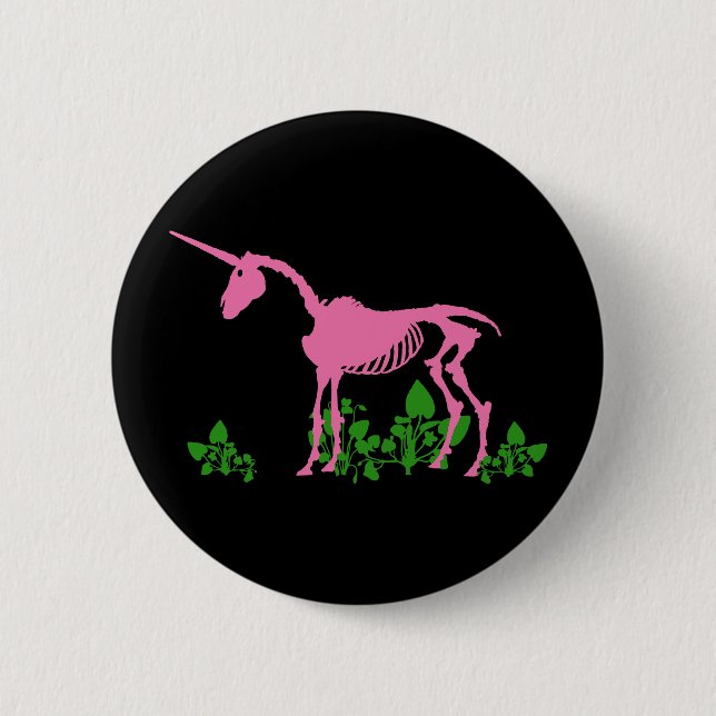 Rosa Einhorn Skelett Button (Vorderseite)