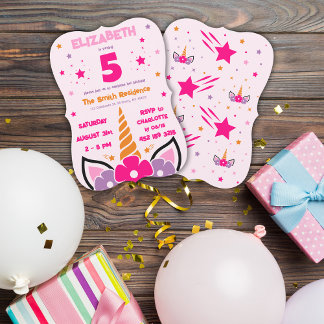 Rosa Einhornmädchen Einladung zum Geburtstag