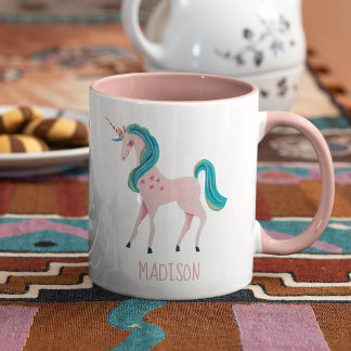 Rosa Einhornmädchen, niedlich Tasse
