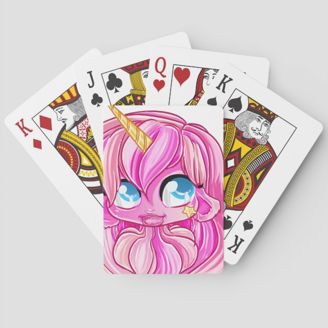 Rosa Einhornmädchen Spielkarten (Rückseite)