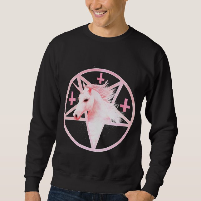 Rosa Einhornpentagram-Sweatshirt Sweatshirt (Vorderseite)