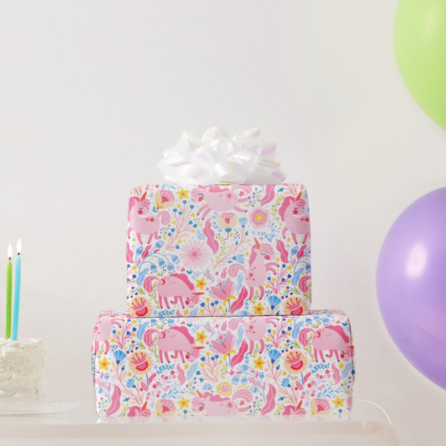 Rosa Einhornwaschpapier Geschenkpapier (Partygeschenke)