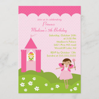 Rosa Einladung Prinzessin-Birthday Party Pretty In