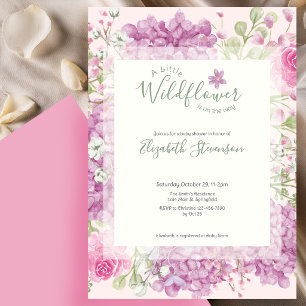 Rosa Einladung zur Babyparty Kleine Wildblume