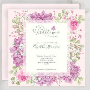 Rosa Einladung zur Babyparty Kleine Wildblume
