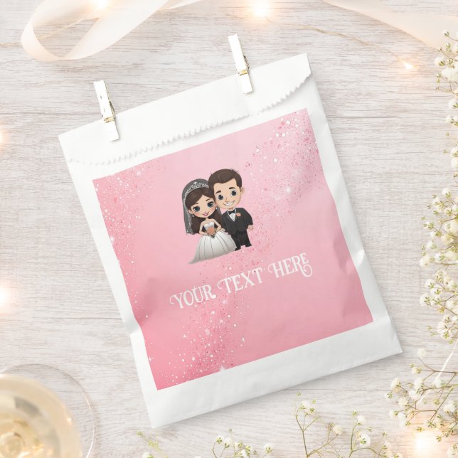 Rosa Einladungen für Hochzeiten mit Diamanten-Glit Geschenktütchen (Ausgeschnitten)