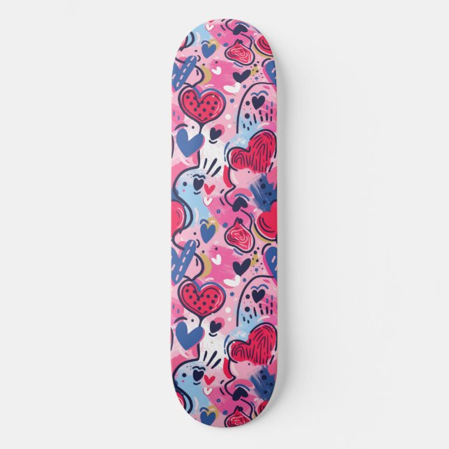 Rosa Einzigartiges Retro Y2K einzigartiges Design- Skateboard (Vorderseite)
