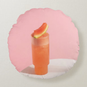 Rosa Eis auf der Membran Rundes Kissen