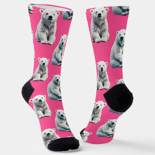 Rosa Eisbär Musterdesign Socken