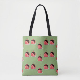 Rosa Eisbecher auf grün Tasche