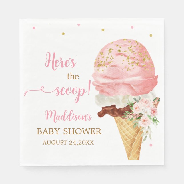 Rosa Eiscreme-Baby-Party  Serviette (Vorderseite)