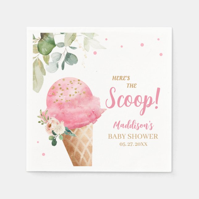 Rosa Eiscreme-Baby-Party  Serviette (Vorderseite)